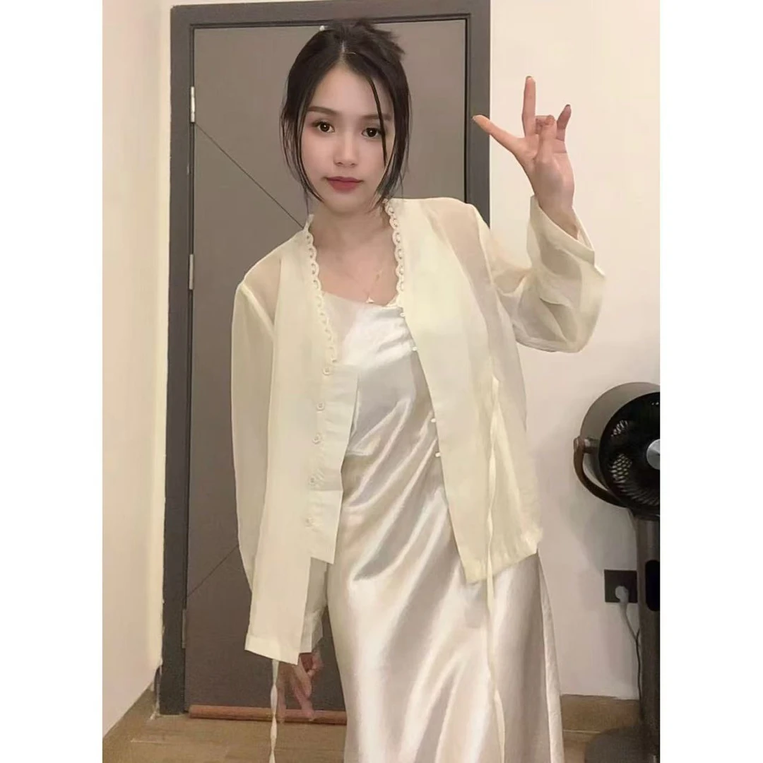 【小个子定制】小个子夏季蕾丝边收腰防晒衬衫#1222