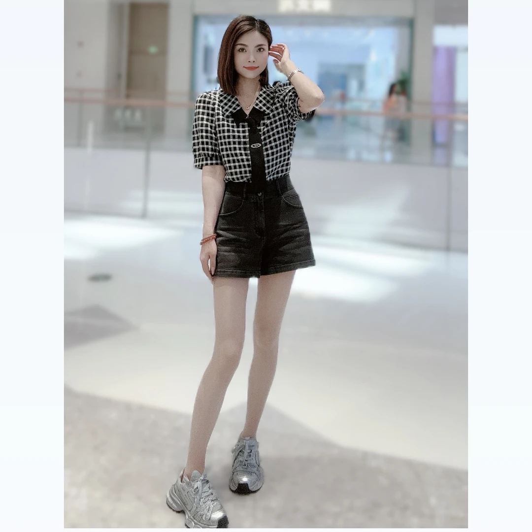 KBNE夏季新品牛仔短裤灰黑色时尚潮流女350526811