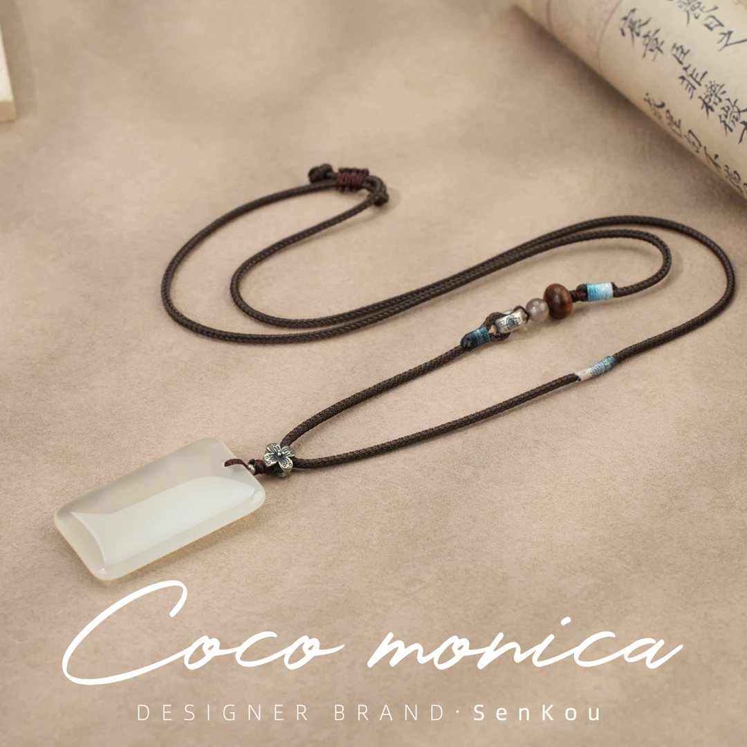 【小霞珠宝】玉髓无事牌项链女款百搭小众项链AD23