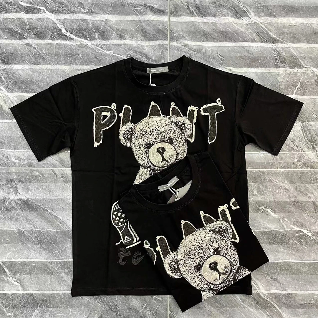 男士短袖圆领休闲黑色T恤轻奢流行潮流打底半袖23061