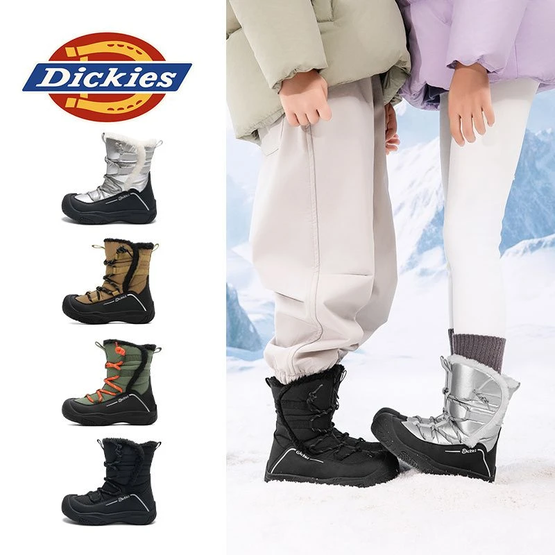 Dickies冬季新款高帮休闲雪地靴加绒保暖舒适厚底防滑耐磨大棉鞋