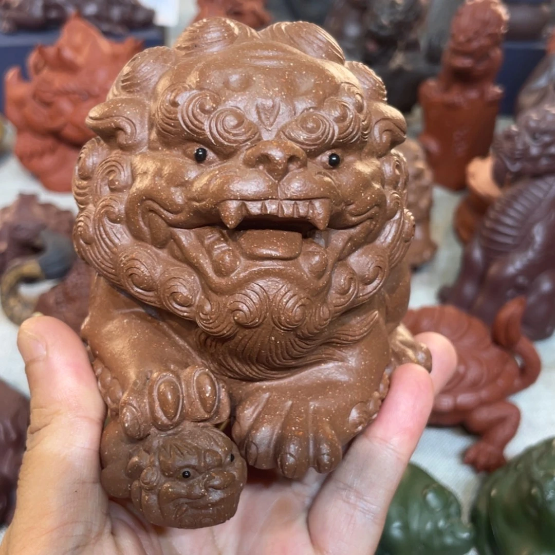 【闪购商品】紫砂茶宠界**龙紫砂对狮子