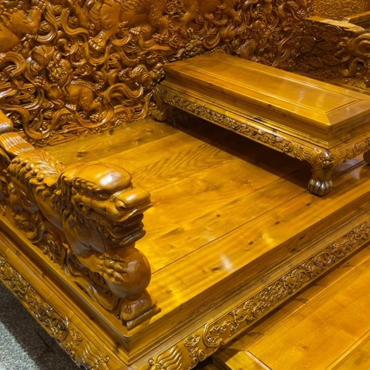 竹释*缘金丝楠木罗汉床3件套