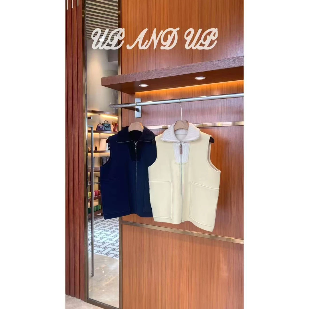 轻奢高级极简螺纹针织宽松短款H版型马甲外套