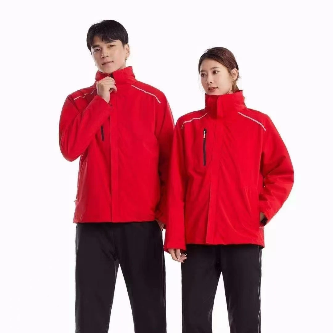 B070红色成人冲锋衣男女同款