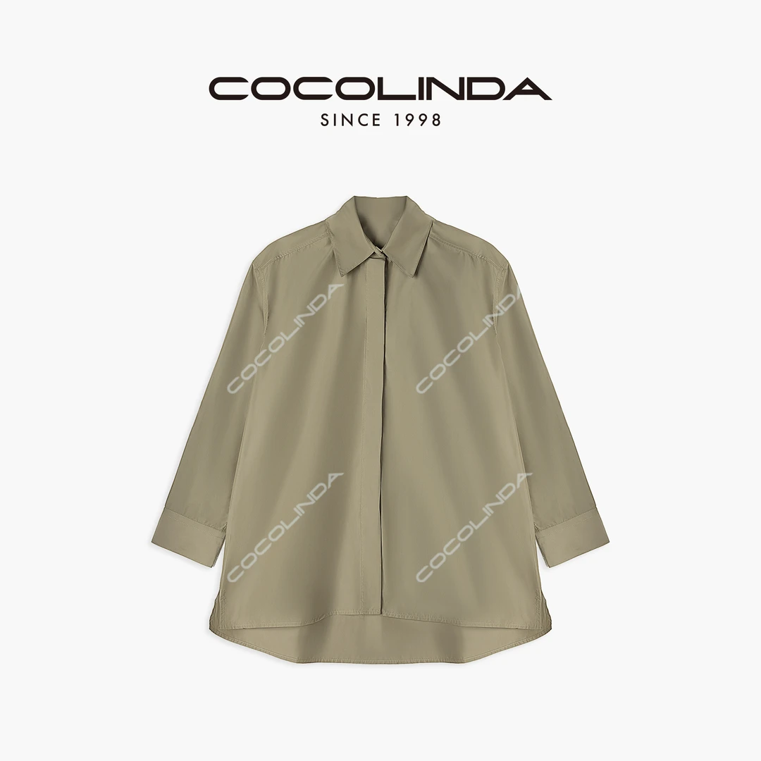 COCOLINDA | 老钱风浅绿色廓形衬衫 C1681