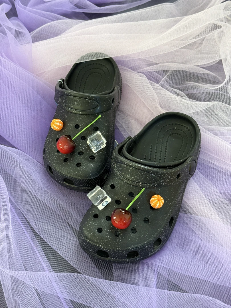 【haobaby童鞋】2025夏樱桃橘子冰块点色沙滩洞洞鞋0513