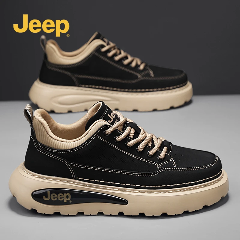 Jeep吉普运动男鞋2025新款男士时尚潮流厚底增高耐磨舒适休闲潮鞋