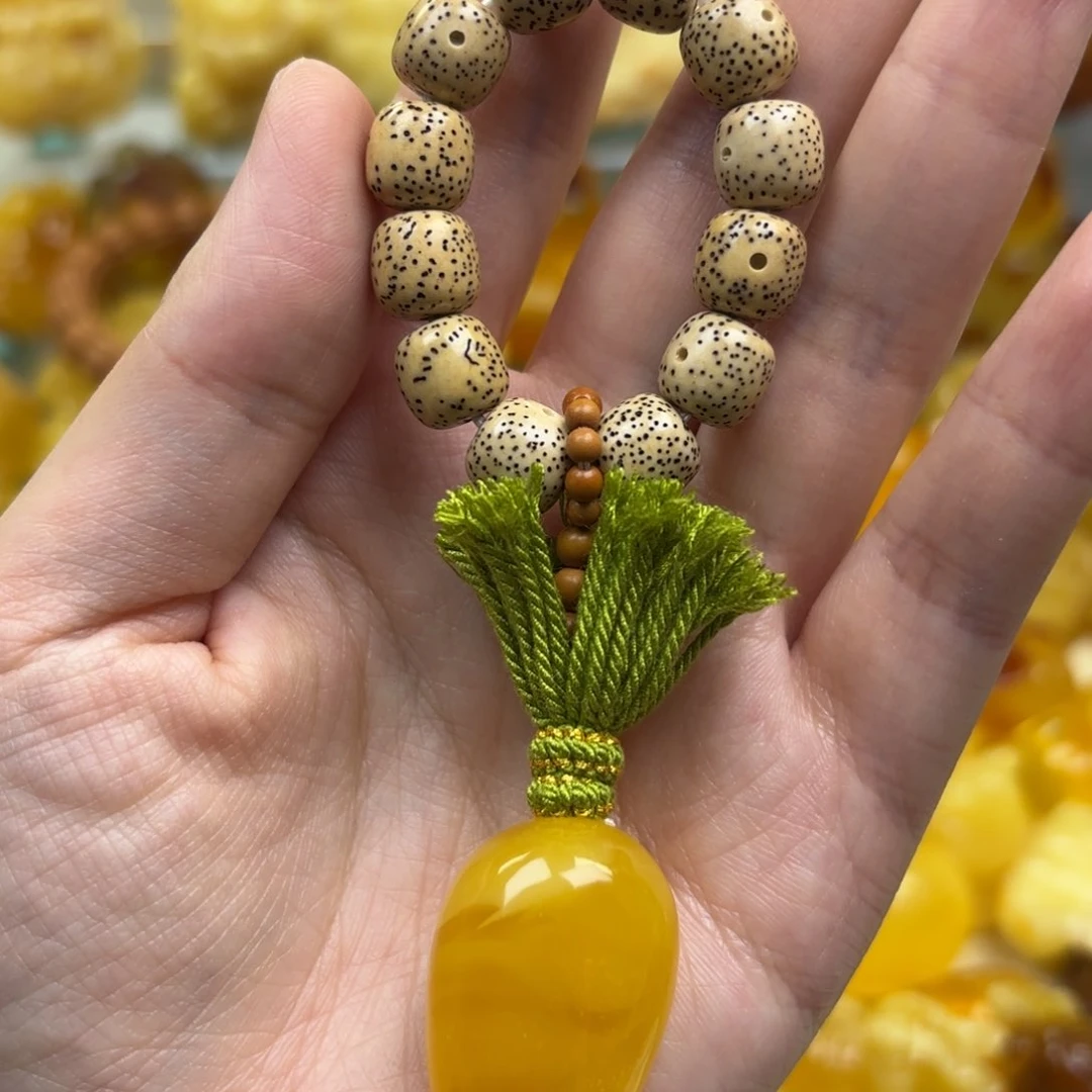 裸石蜜蜡未镶嵌蜜蜡吊坠打孔不退不换