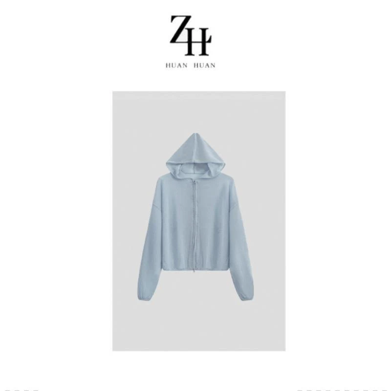 【ZH】2025夏季欧若风防晒轻奢连帽上衣运动休闲开衫针织衫女A20968