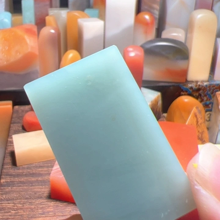 印石寿山石天青石印章牌子