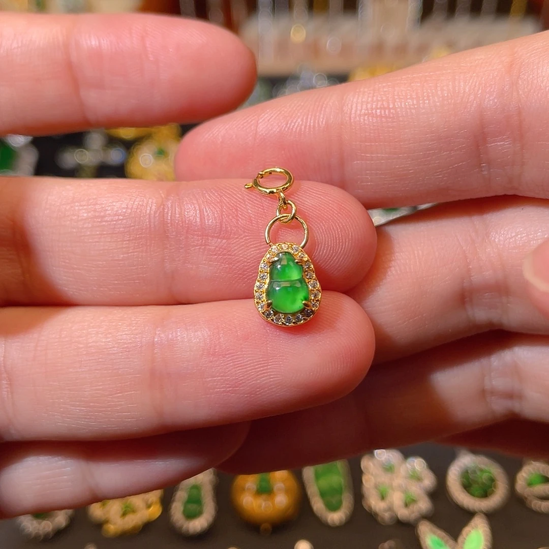 吊坠(不含链)银S925镶嵌翡翠