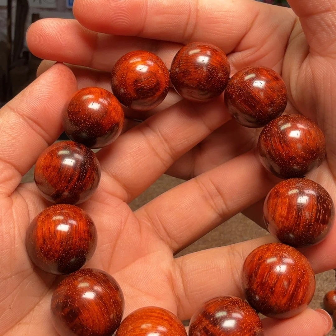 檀香紫檀（小叶紫檀）手串琴料满金星带水波