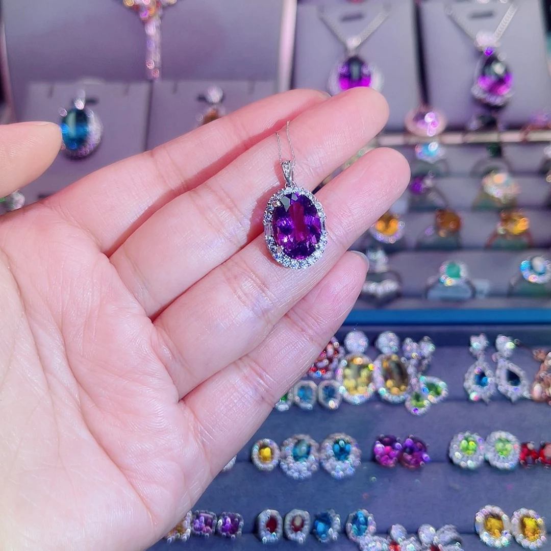 吊坠(赠链)银S925镶嵌紫晶