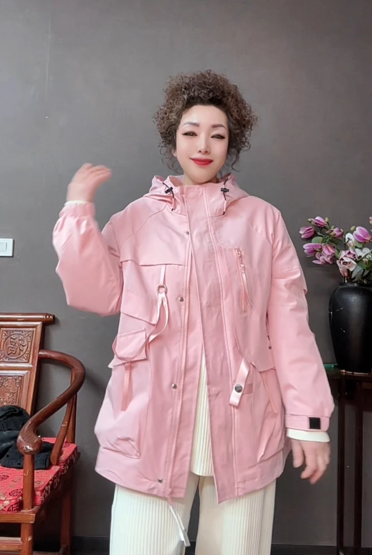 三姐家早春新款宽松飘带中长款外套