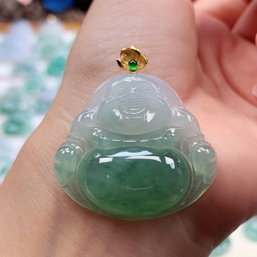 【闪购商品】翡翠18K金镶嵌吊坠(赠链)