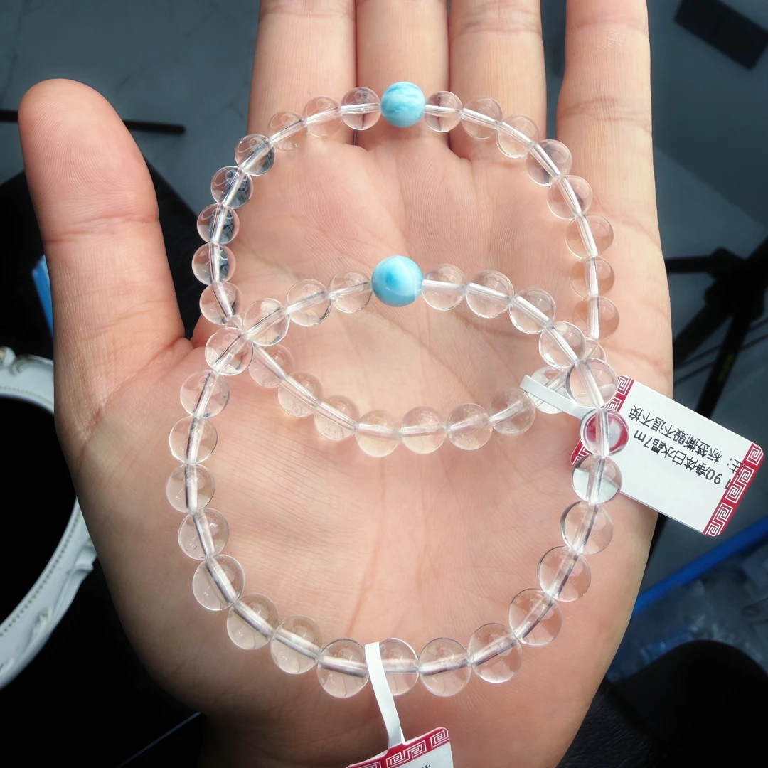 海纹石diy净体白水晶手串（多样性发一）