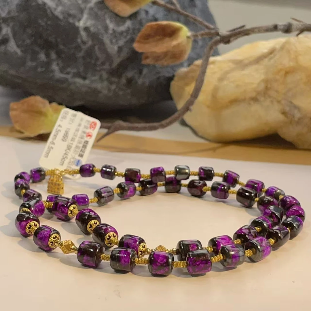 舒俱来桶珠高阶火焰红丝微塔项链18K/45cm4.5mm-6.5mm/AZB3910