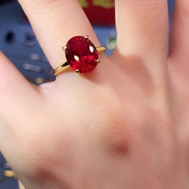 红宝石戒指银S925镶嵌