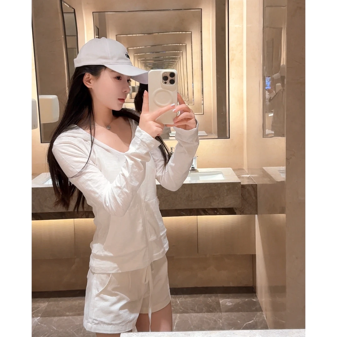 夏季竹节棉上衣外套亚麻气质短裤修身显瘦休闲外套短裤套装