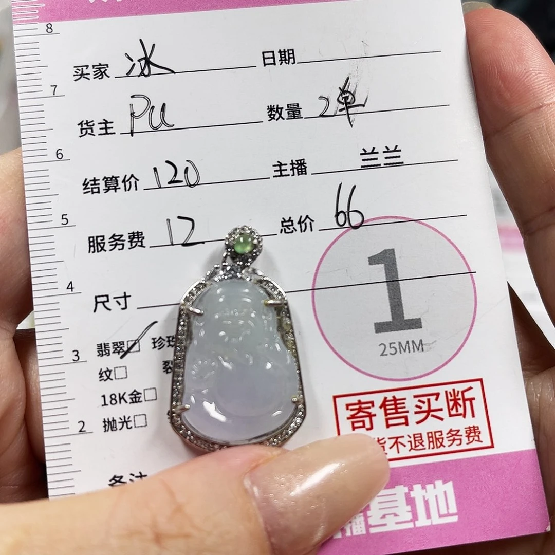 颈饰银S925镶嵌翡翠冰