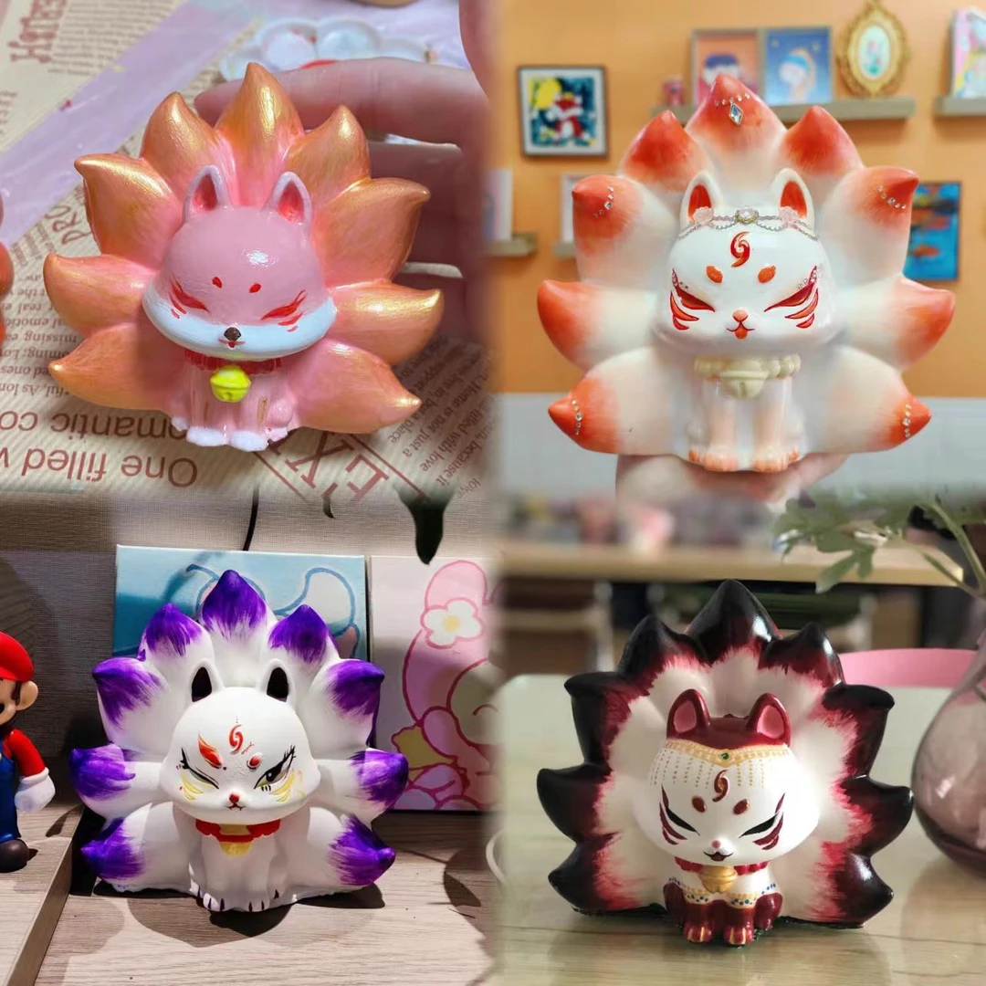 3D立体九尾妖狐石膏娃娃涂色情侣涂鸦亲子儿童玩具彩绘摆摊批发