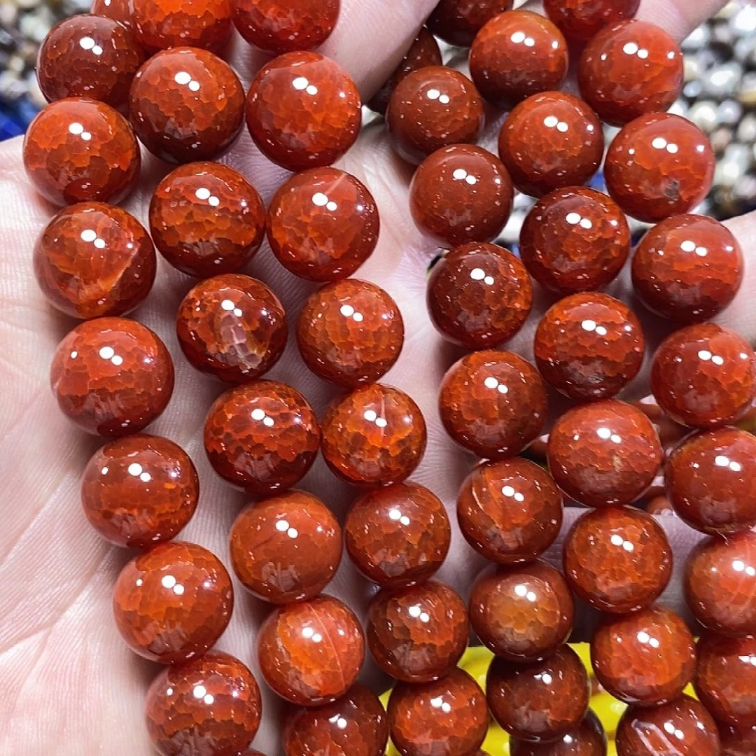 玛瑙/玉髓未镶嵌珠宝半成品红龙鳞玛瑙一条卡14mm