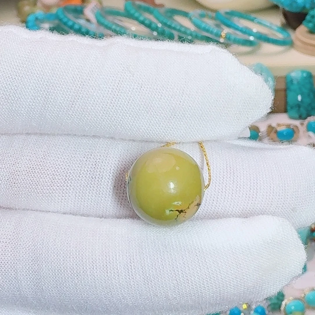 绿松石未镶嵌珠宝奇石特色圆珠13+