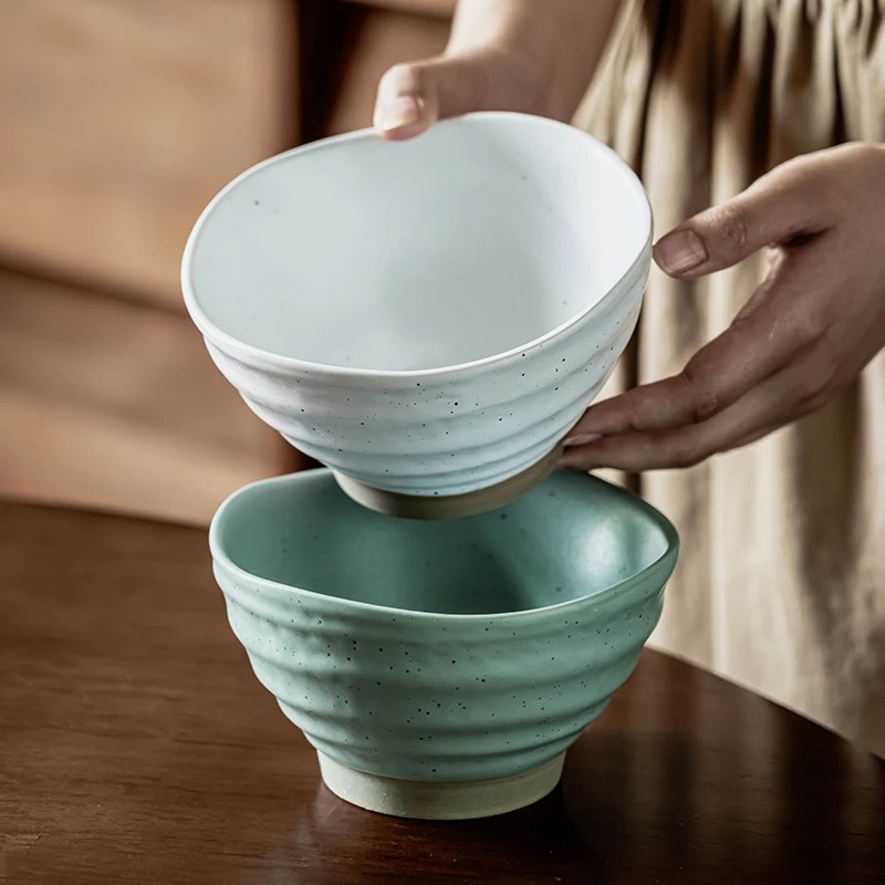米饭碗日式芝麻釉一人食饭碗家用陶瓷复古喝粥碗菜碗汤碗小碗餐具