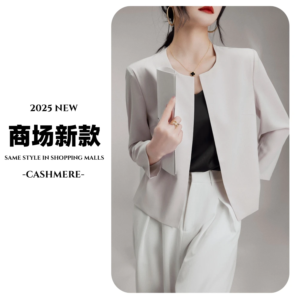 【2025秋上新~极简风西装】气质圆领无扣小个子外套休闲小众高级