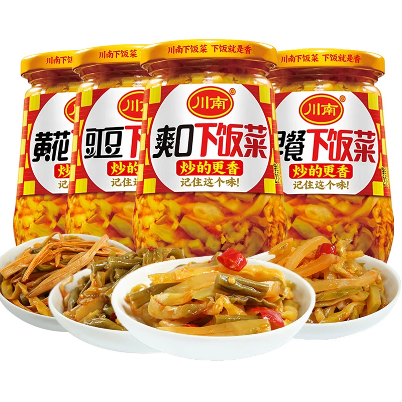 川南爽口下饭菜早餐开味咸菜罐装脆豇豆黄花小榨菜235g瓶装