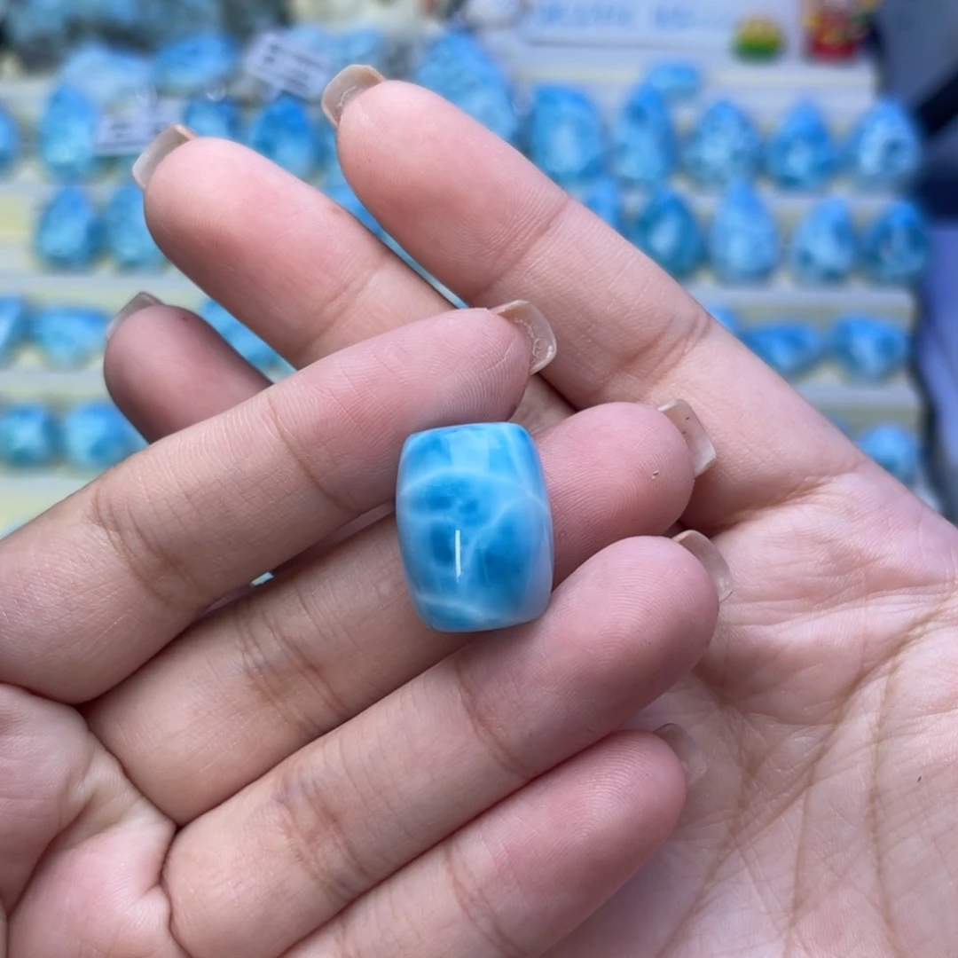 未镶嵌针钠钙石（海纹石）珠宝半成品桶珠卡15