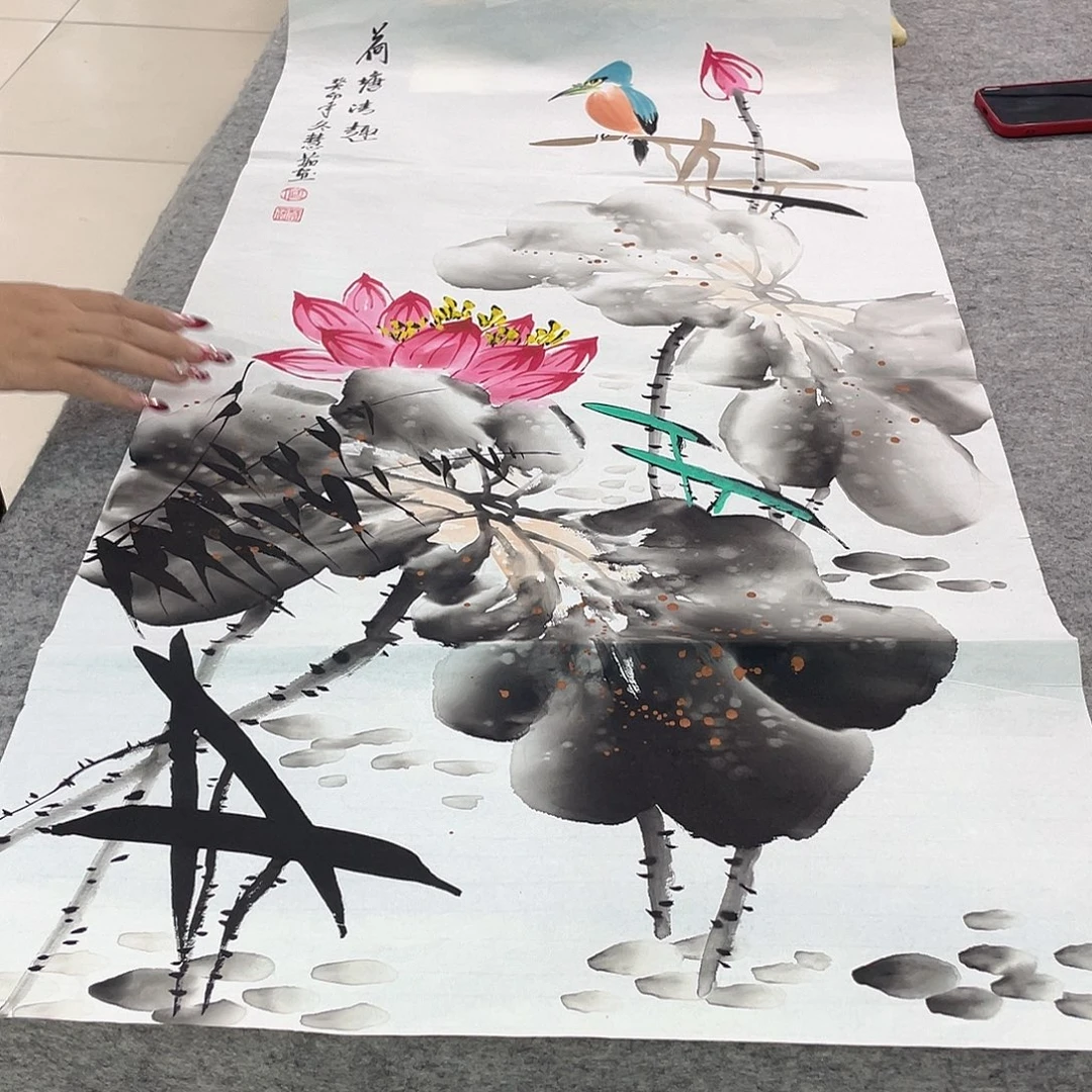 国画纯手绘宣纸画心花鸟山水