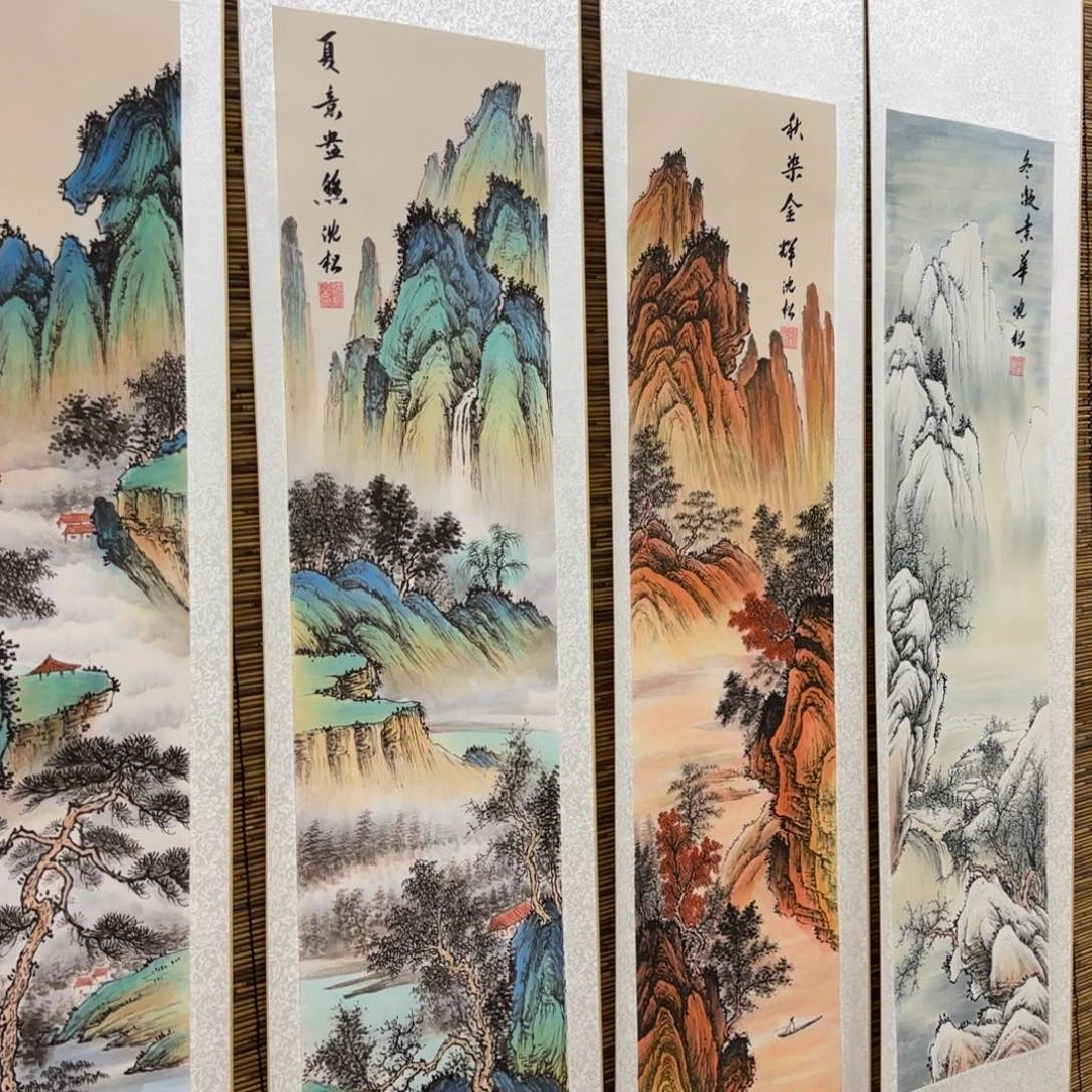 厚***福国画QB四幅一套作品！带证书！只限一单