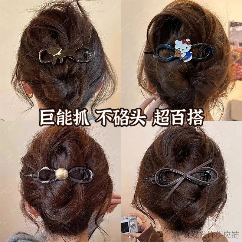2025新款蝴蝶结后脑勺扭扭发夹大号一字抓夹高级感后脑勺鲨鱼发饰