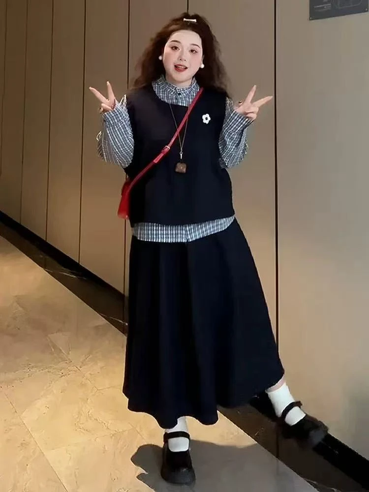 秋季INS风时尚套装学院风时尚韩系风洋气休闲风日式三件套