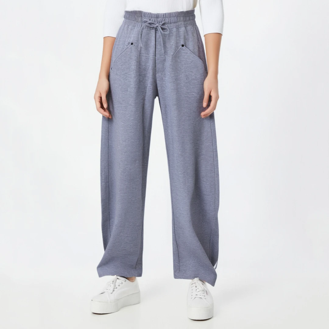 柞蚕丝常规休闲灰色时尚阔腿裤外穿秋冬宽松抑菌镰刀裤 9623C340