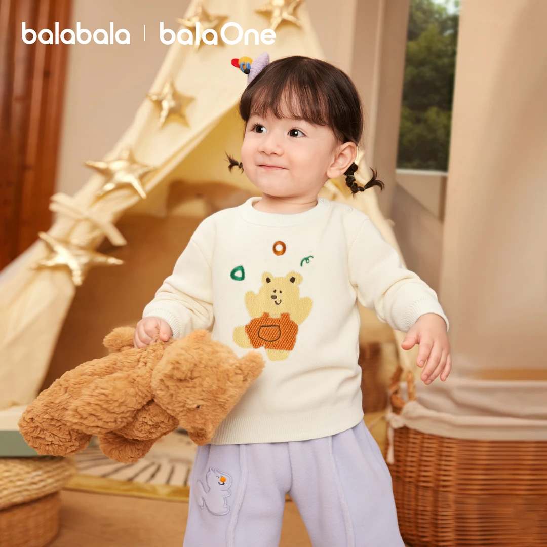 巴拉巴拉童装儿童毛衫宝宝针织衫男童女童内搭纯棉2025冬新款卡通