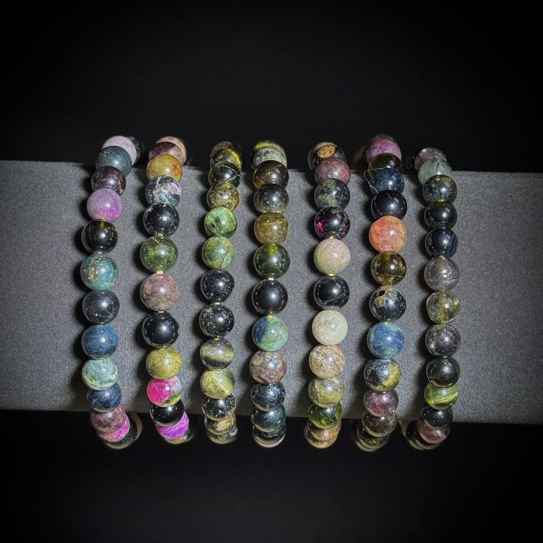 天然老矿黑美人碧玺设计手串 多样性发其一 A4029