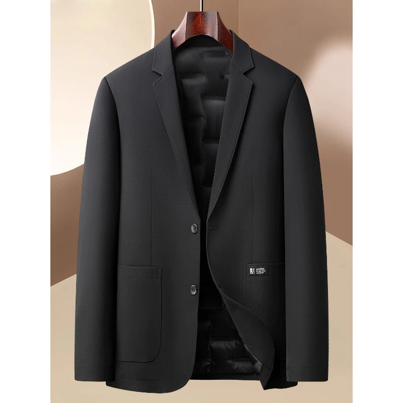 青年加厚羽绒西装男修身韩版秋冬保暖小西装上衣25新款单西外套潮