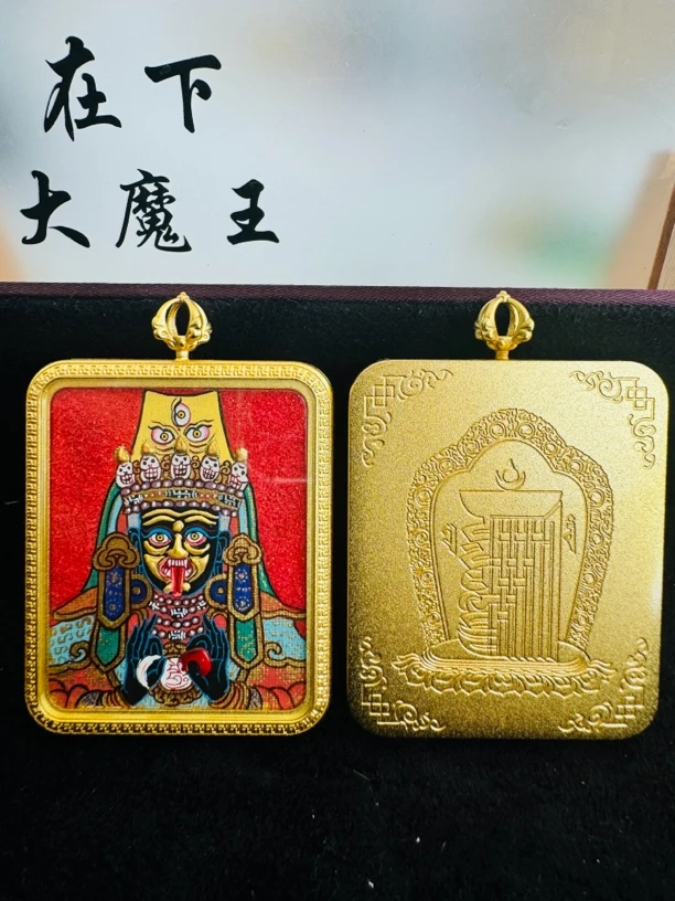 福利款手绘粗矿砂扎基拉姆女财唐卡吊坠