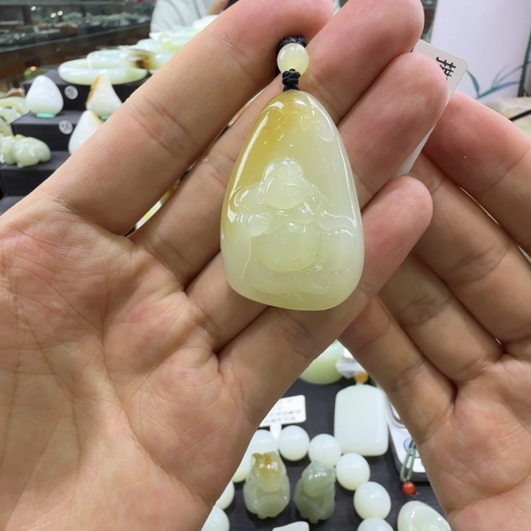 和田玉未镶嵌吊坠(赠链)新疆和田玉佛公