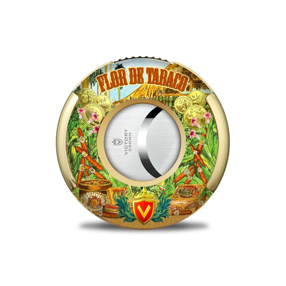 时尚圆形雪茄剪锋利双刃大口径德国进口刀片不锈钢雪茄刀礼盒包装