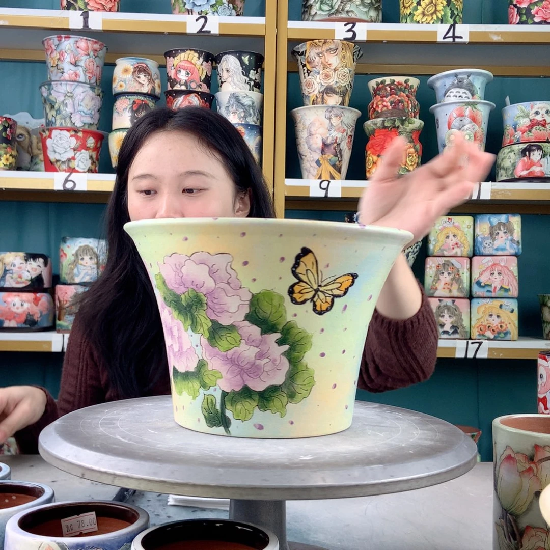 景德镇手工花盆893