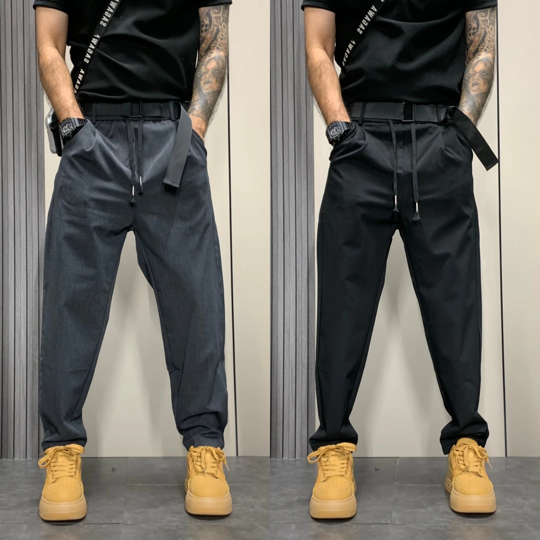 2025秋冬设计感男士休闲裤潮流百搭宽松痞帅美式纯色垂感直筒长裤