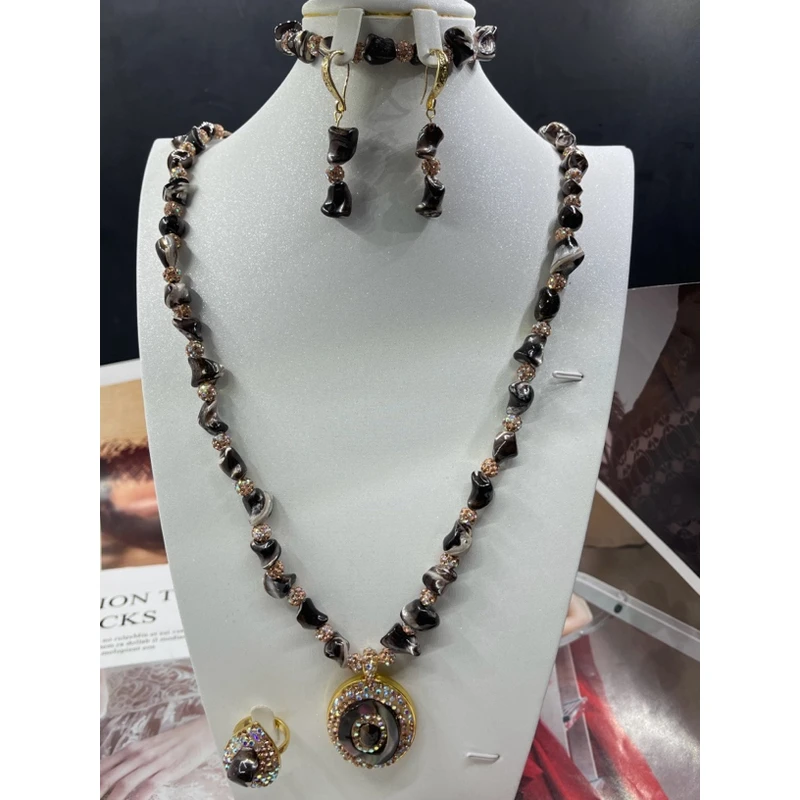 非金属仿珍珠项链 项链 sadaf项链DELZOK四件套长款百搭手工