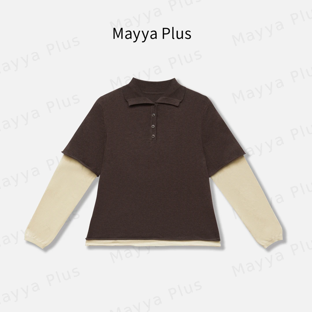 【沿海公路】Mayya Plus麦芽定制流光风假两件毛衣减龄上衣32536992
