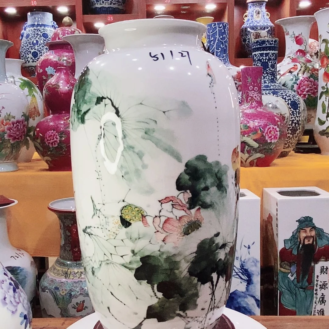 摆件景德镇陶瓷冬瓜瓶