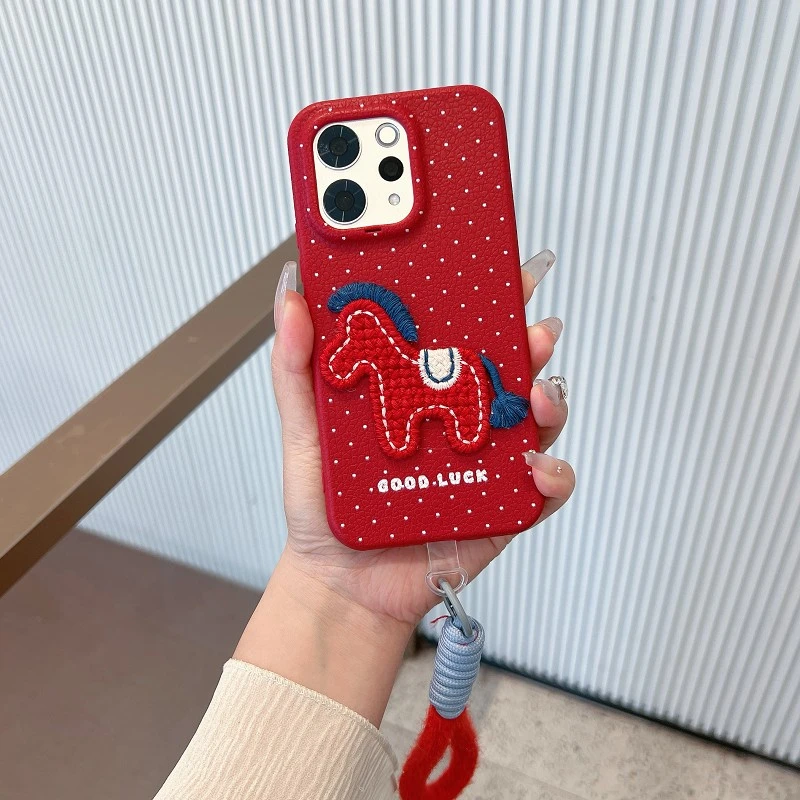 适用于vivos50手机壳马年新款国风喜庆刺绣小马本命年防摔软壳