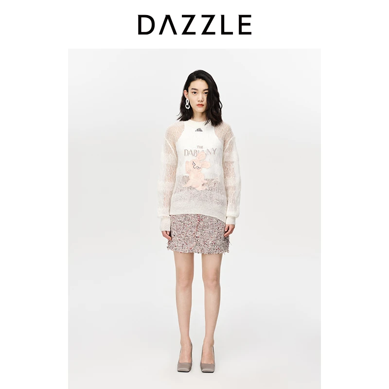 【陈大可】大地DAZZLE地素 奇妙兔镂空挑洞针织衫女2D1E4191B